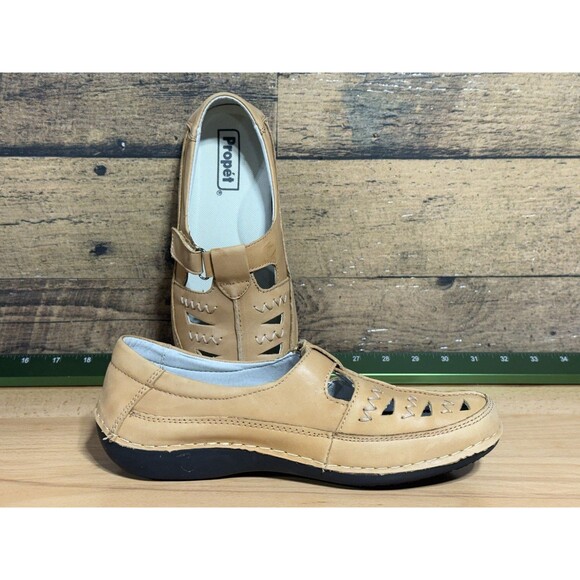 Propet Womens Shoes Size 7 XX Clover Loafers Tan Beige Leather Slip Resistant S1 - Picture 6 of 10